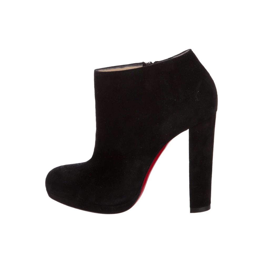 Christian Louboutin Platform Rock and Gold Suede Ankle Boots Red Bottom 120